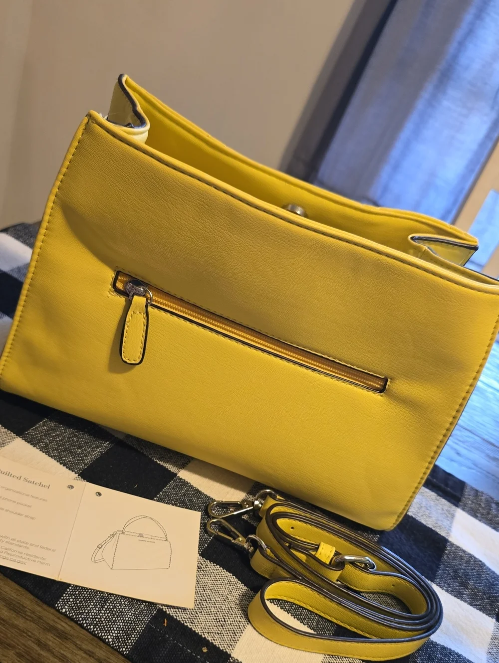 Adrienne Vittadini Bright Yellow Quilted Crossbody Bag